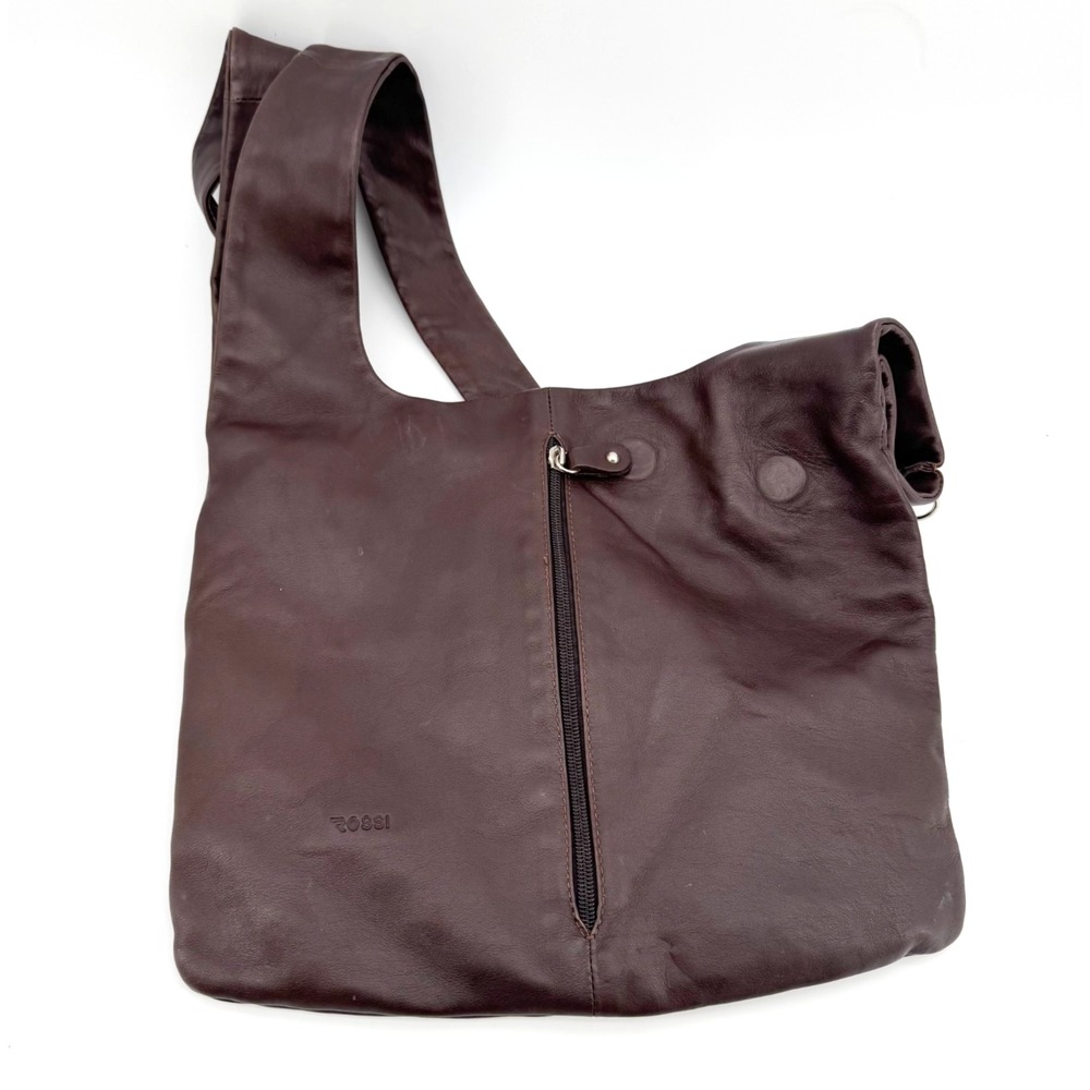 Rossi Firenze Medium Leather Convertible Crossbody Bag Brown  Made Italy